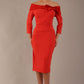 Rosalind Off Shoulder Bow Detail Pencil Dress 