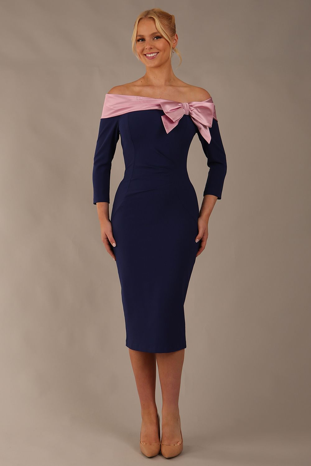 Rosalind Off Shoulder Bow Detail Pencil Dress – Diva Catwalk, image 12