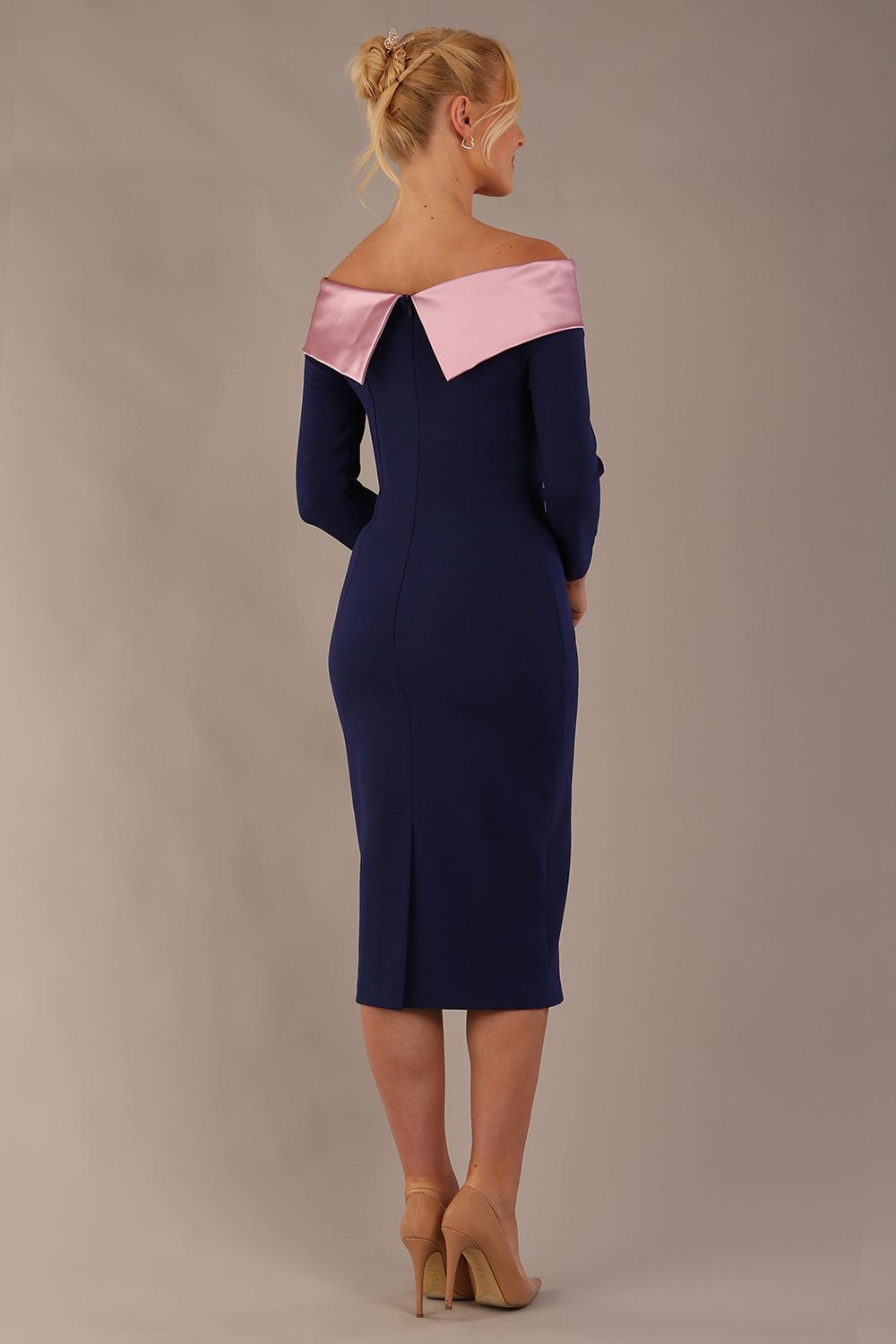 Rosalind Off Shoulder Bow Detail Pencil Dress 
