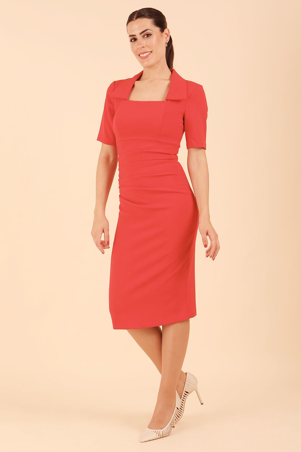 Sandown Pencil Dress in Scarlet Red – Diva Catwalk, image 5