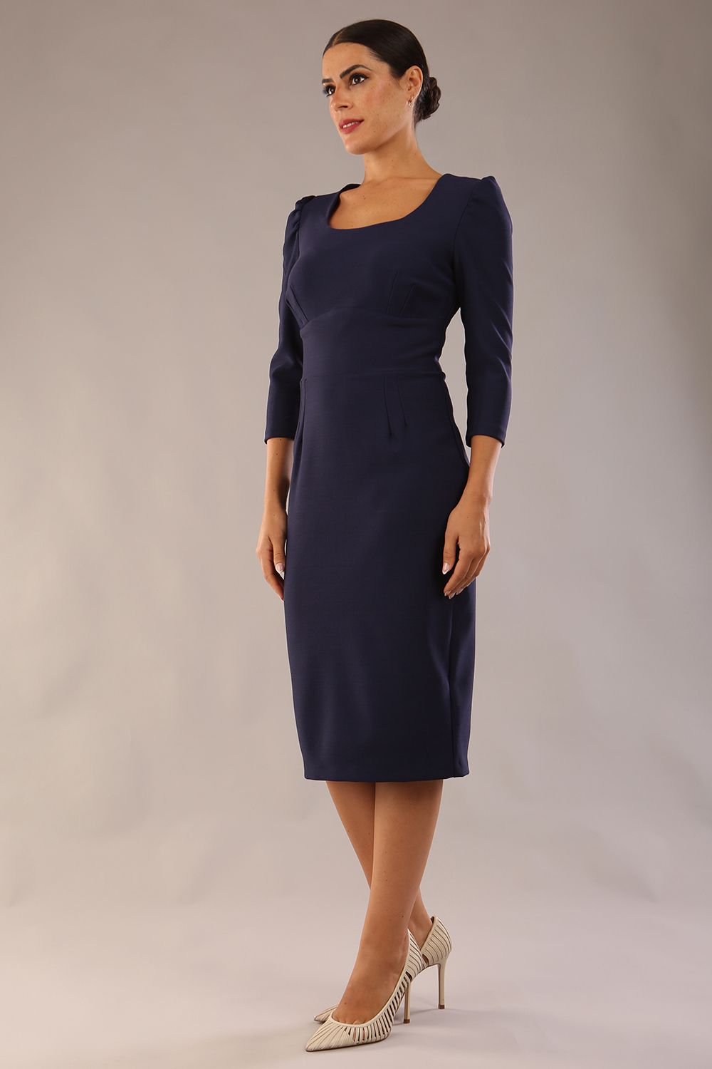 Seed Aurelia 3/4 Sleeve Knee Length Pencil Dress – Diva Catwalk, image 3