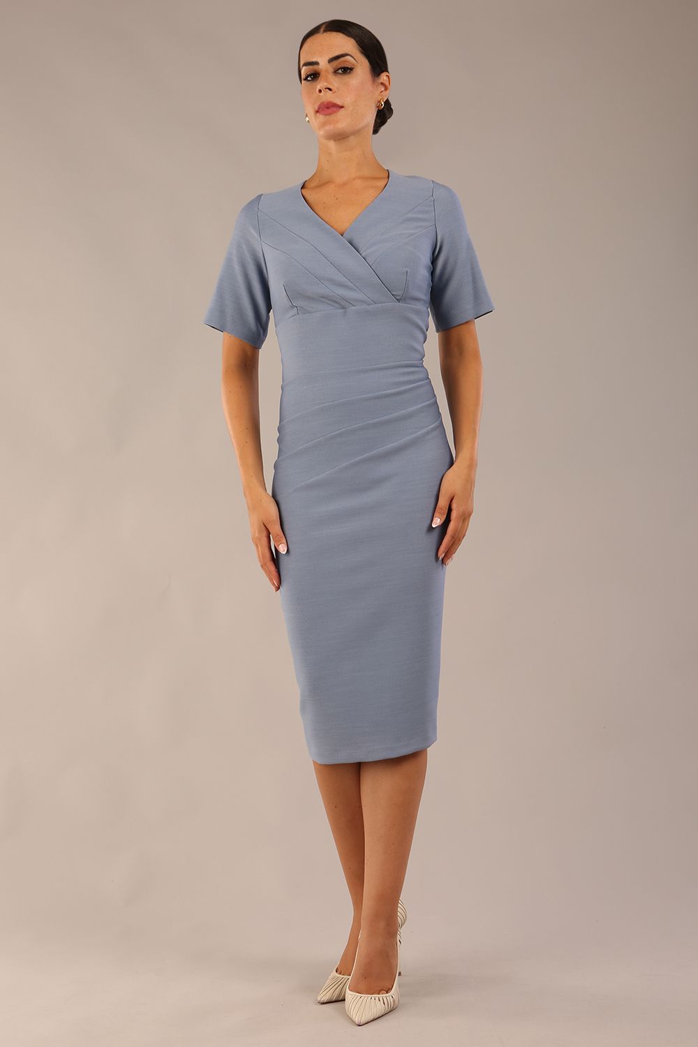 Seed Barton Short Sleeved Dress in Steel Blue – Diva Catwalk, image 5