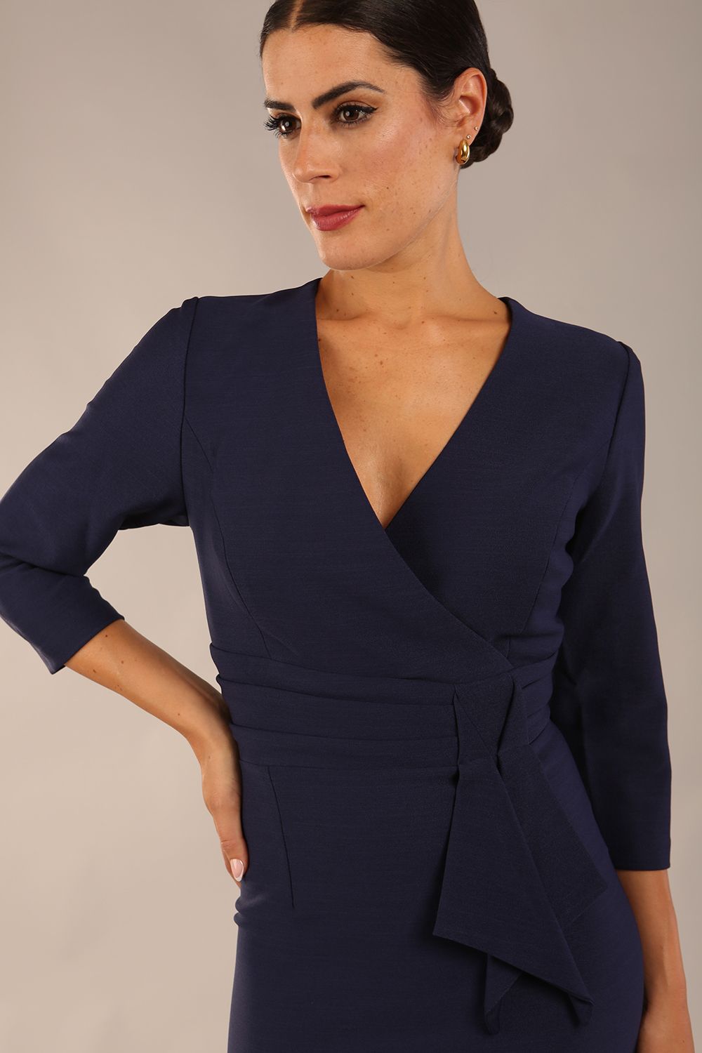 Seed Bracklesham Pencil Classic Dress in Navy Blue – Diva Catwalk, image 9