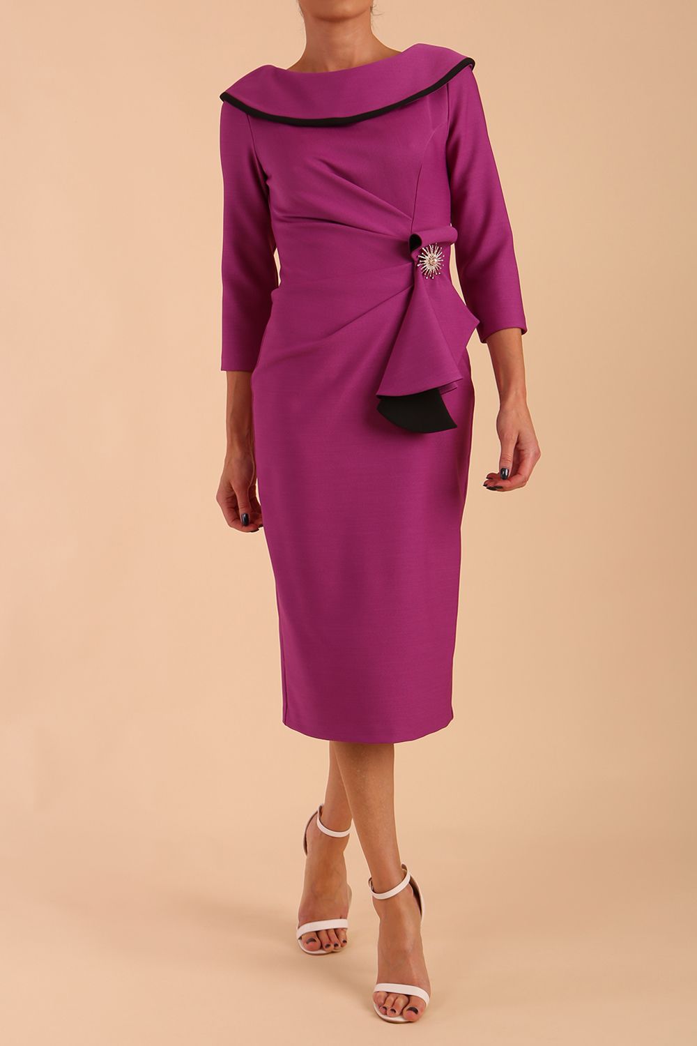Seed Elsye 3/4 Sleeve Midi Length Pencil Dress – Diva Catwalk, image 12