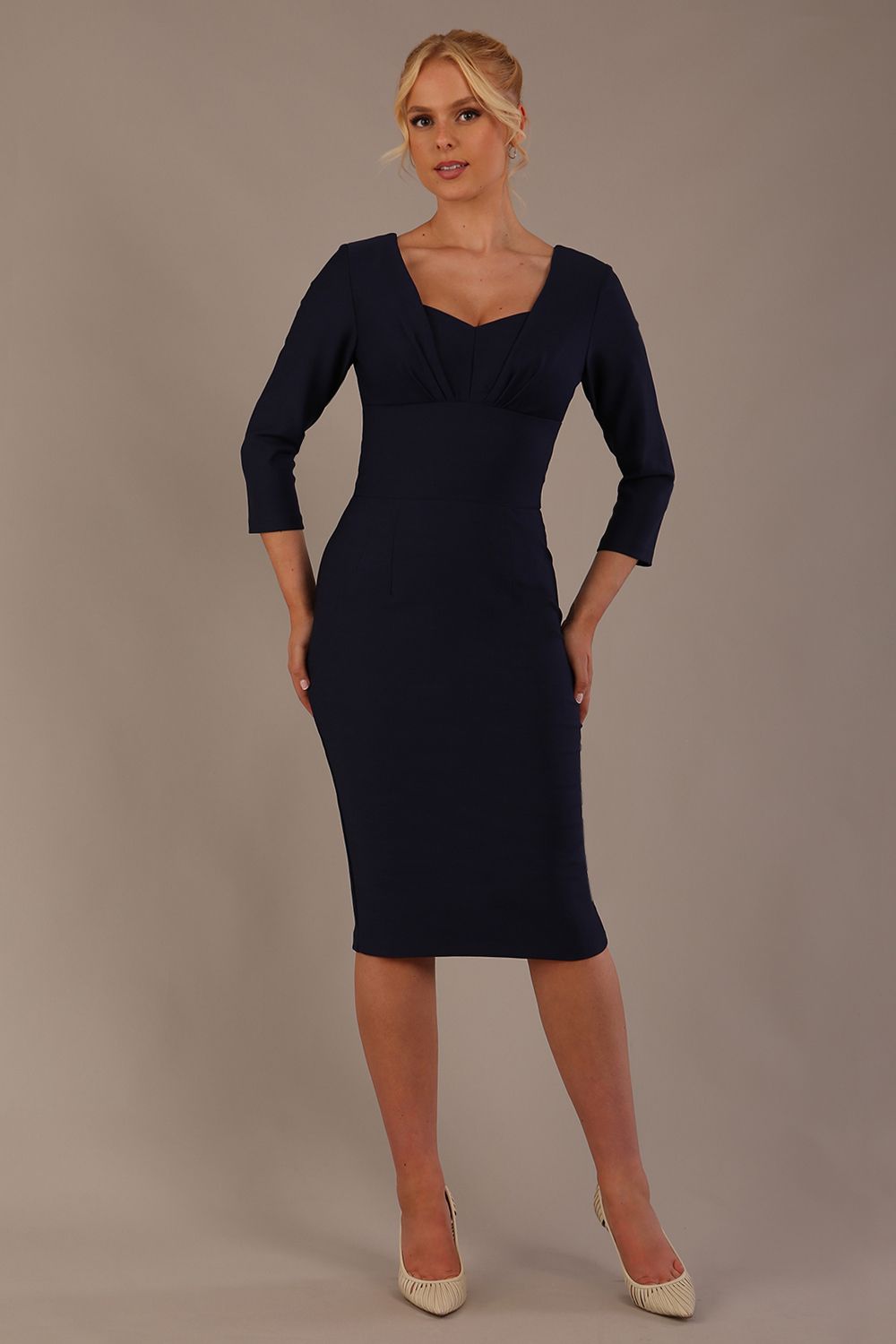 Seed Greenwich Sleeved Pencil Dress in Navy Blue – Diva Catwalk, image 15