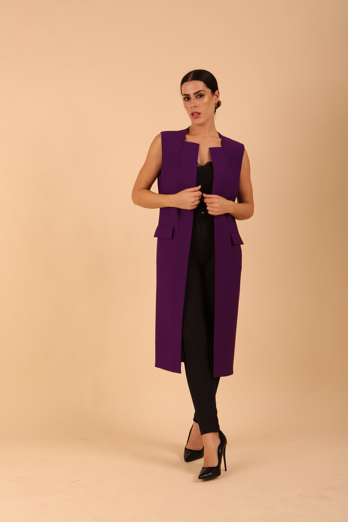 Seed Harvard Sleeveless Coat in Imperial Purple – Diva Catwalk, image 18