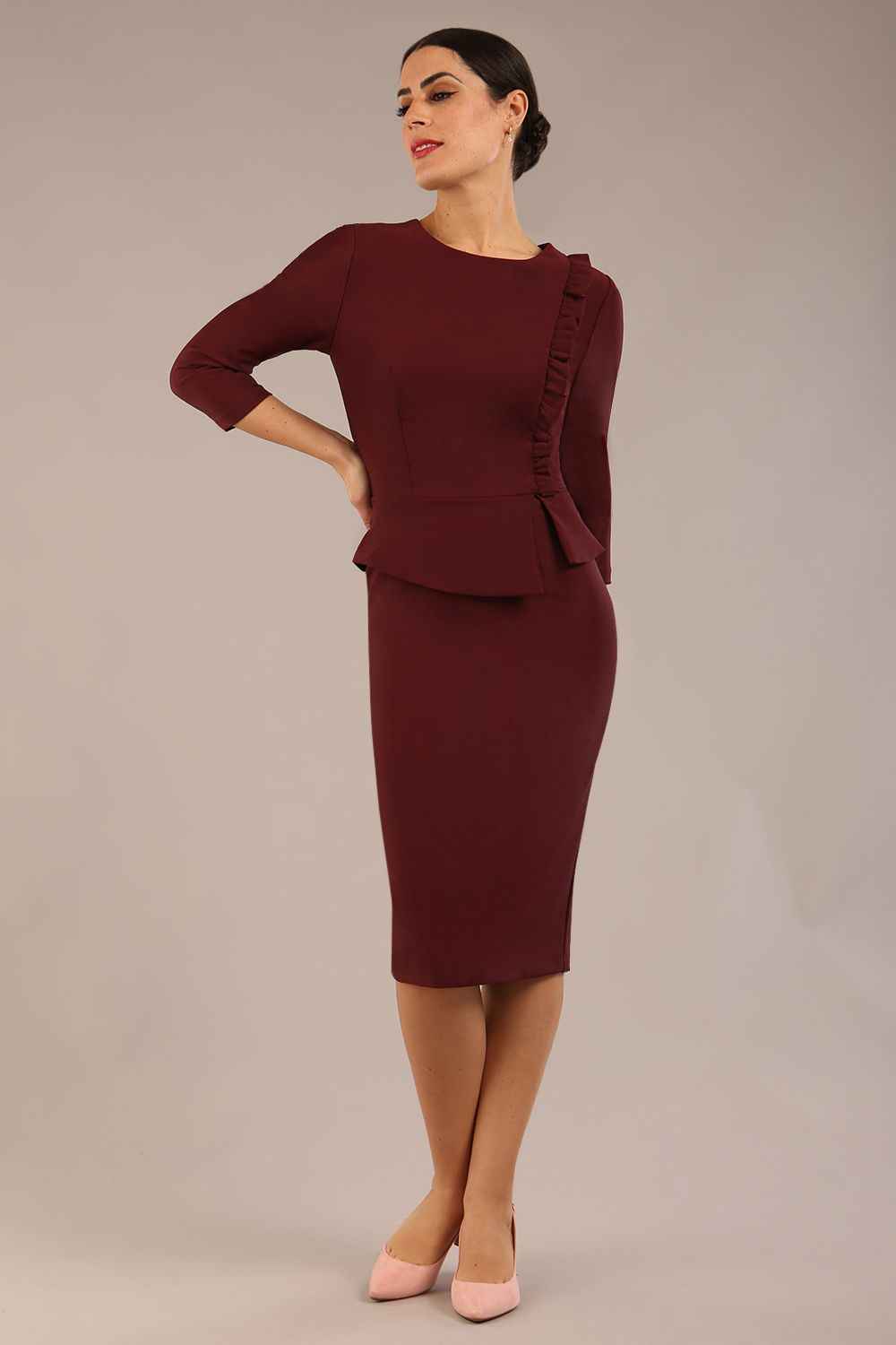 Seed Imperia Sleeved Peplum Dress