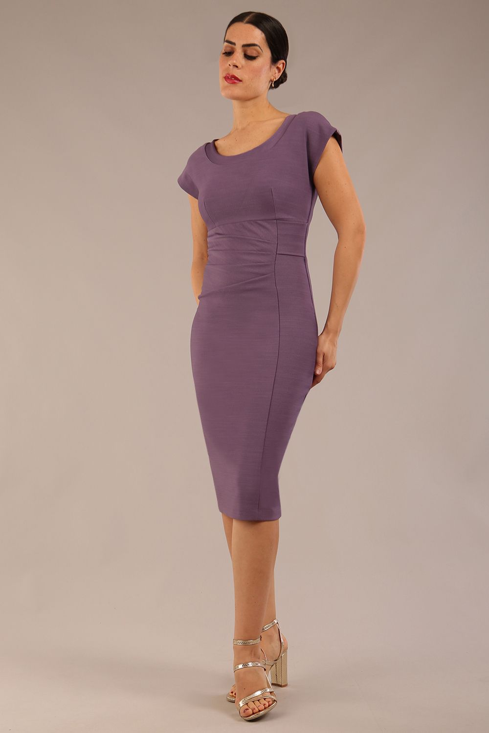 Seed Leela Rounded Neckline Cap Sleeved Dress in Dusky Lilac – Diva Catwalk, image 12