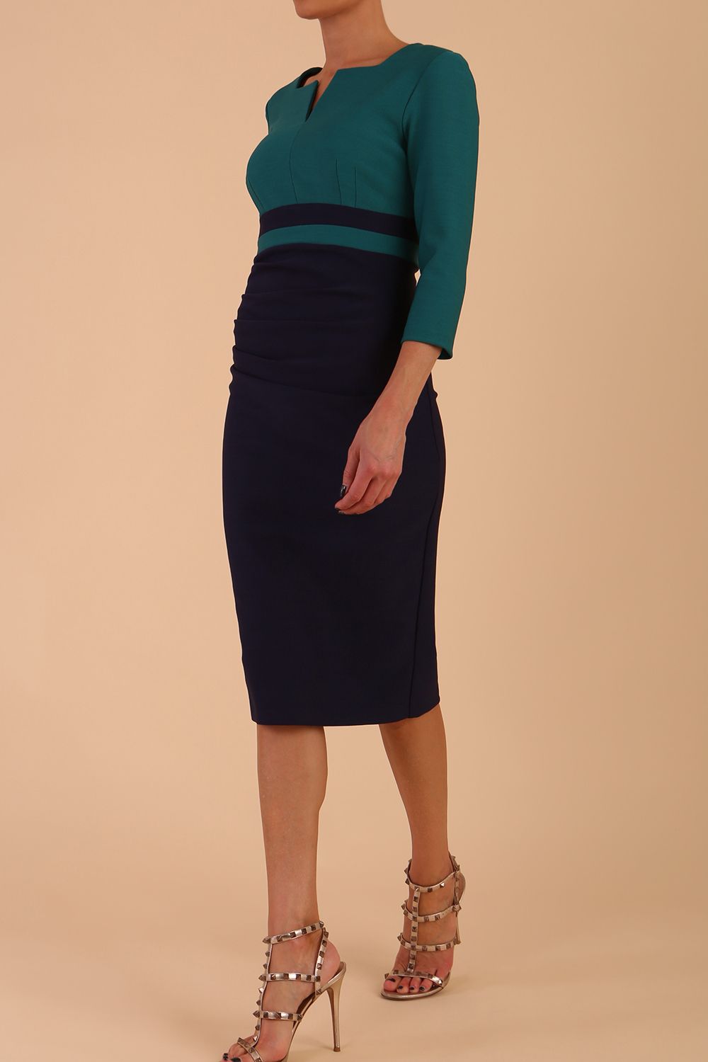 Seed Limelight Contrast Three Quarter Sleeve Dress 