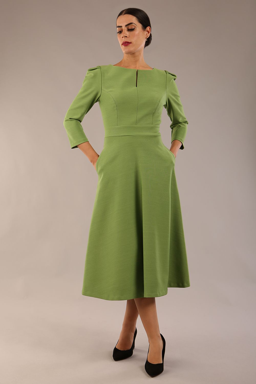 Seed Mila Structured Shoulder A-Line Dress 