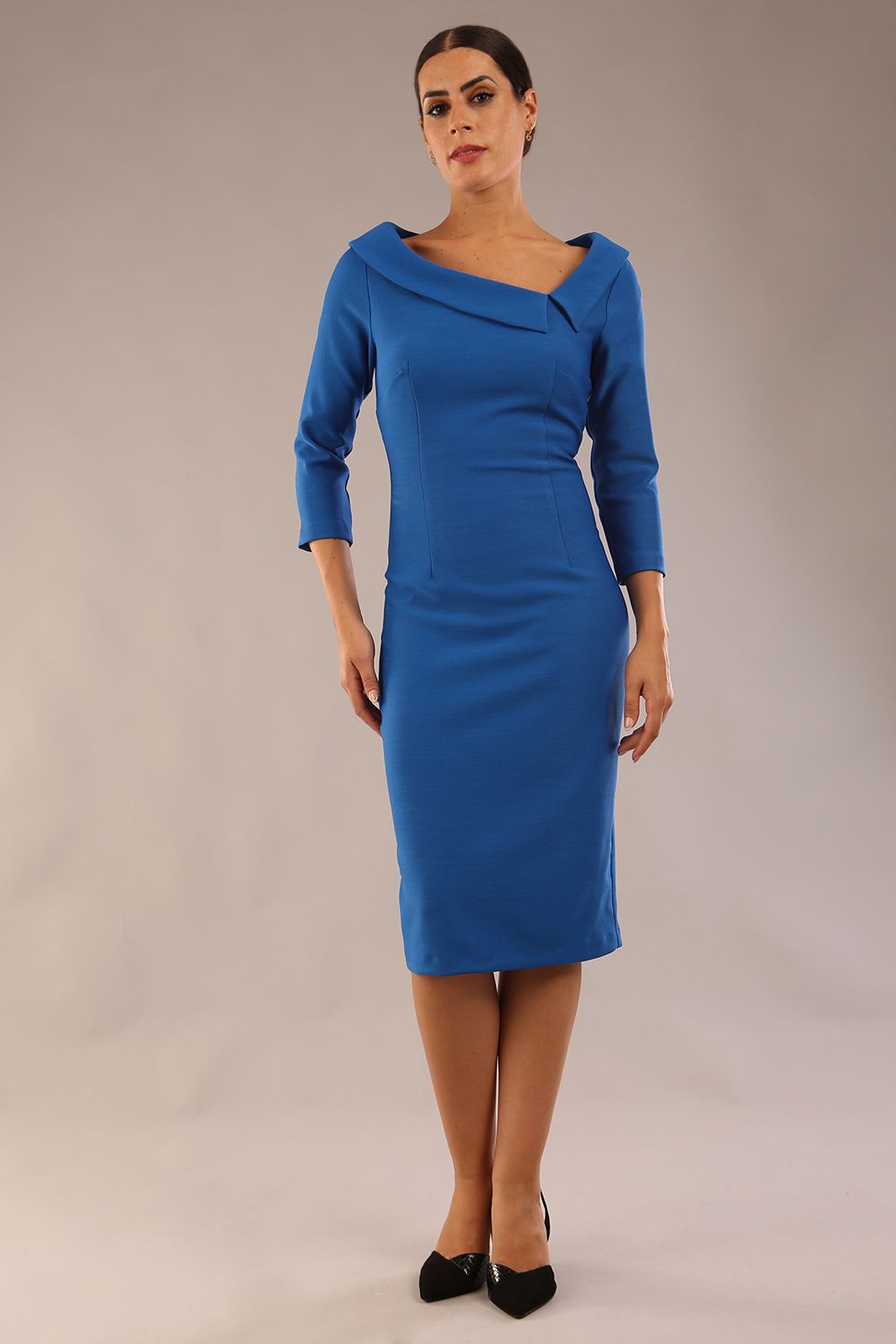 Seed Opulus Pencil Skirt Dress in Sapphire Blue – Diva Catwalk, image 6