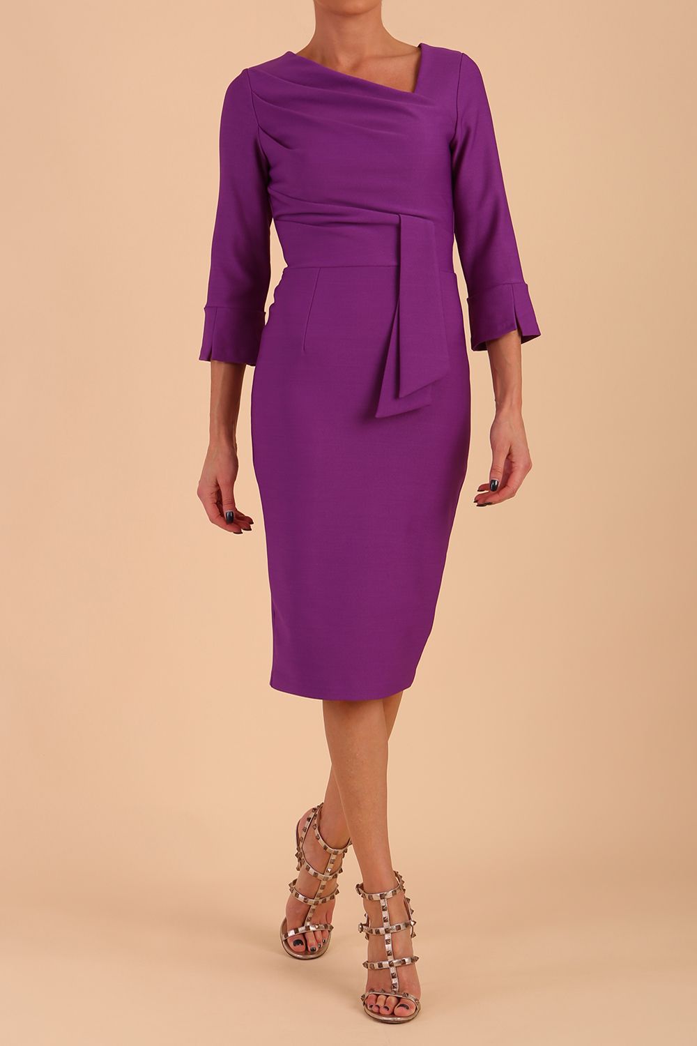Seed Orla Asymmetric Pencil Dress in Amethyst Purple – Diva Catwalk, image 13