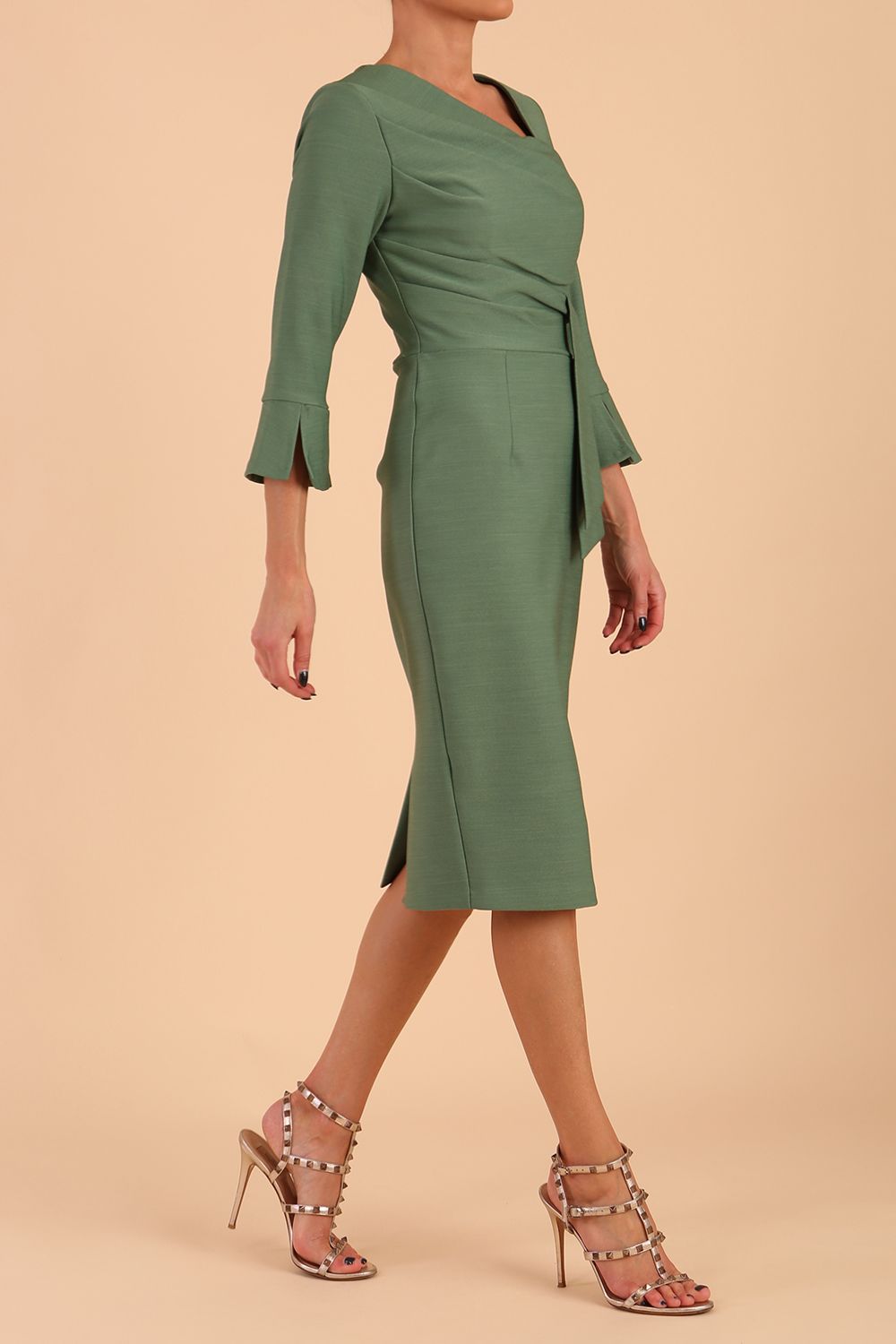 Seed Orla Asymmetric Pencil Dress in Garden Green – Diva Catwalk, image 18