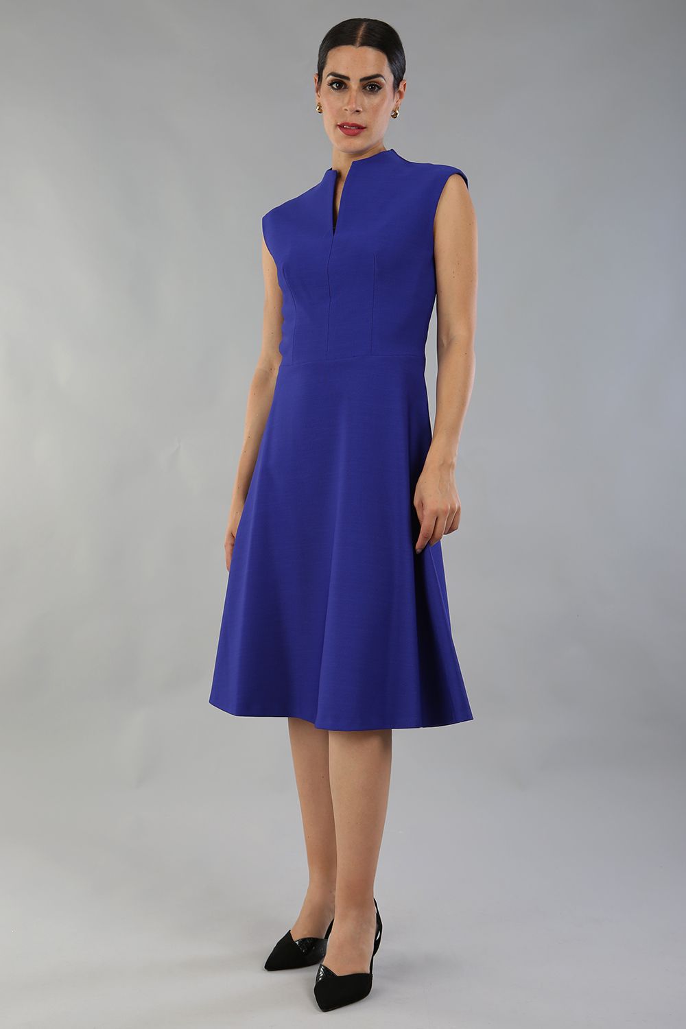 Seed Rio High Split Neckline Swing Dress in Palace Blue – Diva Catwalk, image 9