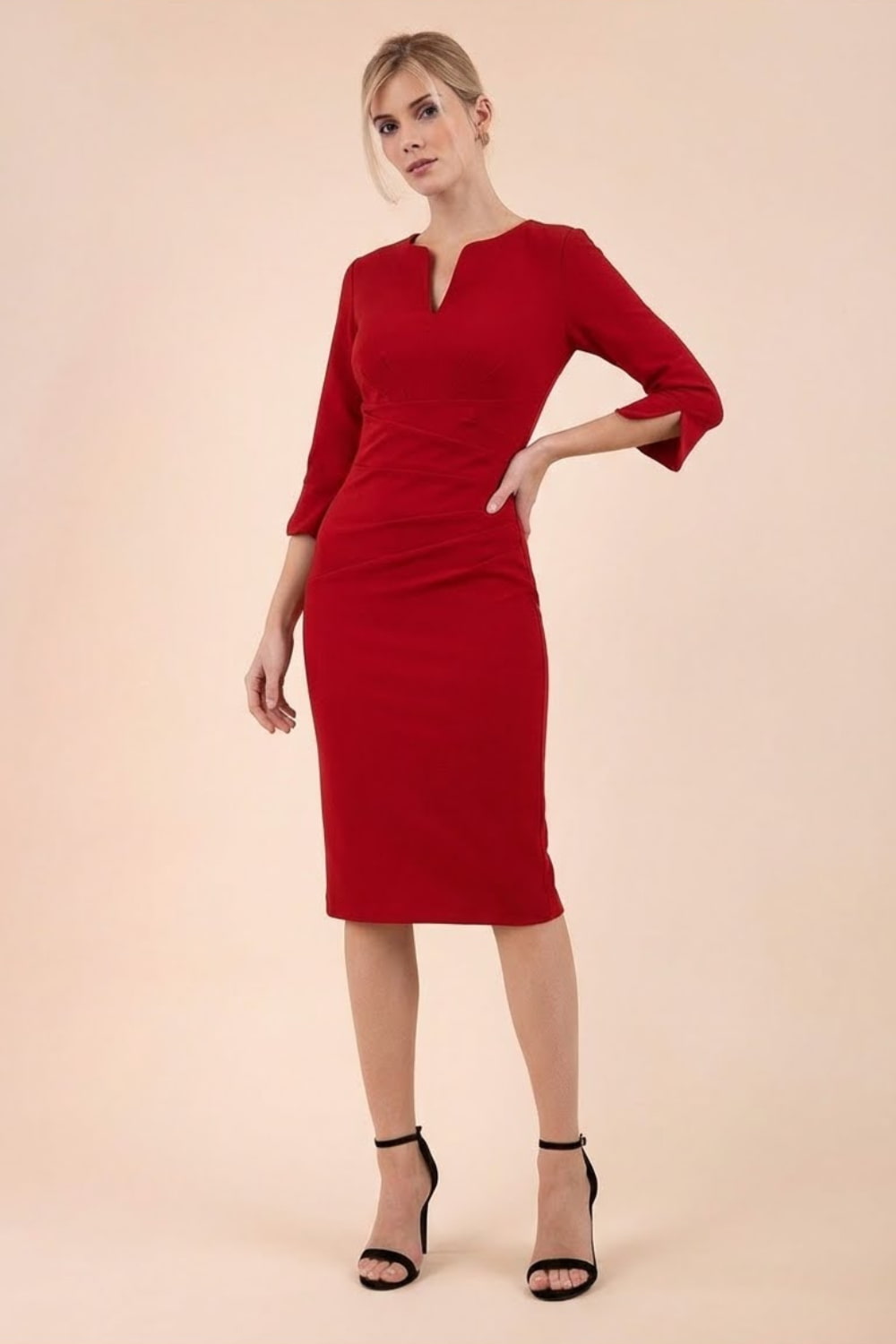 Seed Tuscany Round Neck Pencil Dress in Cardinal Red – Diva Catwalk, image 23