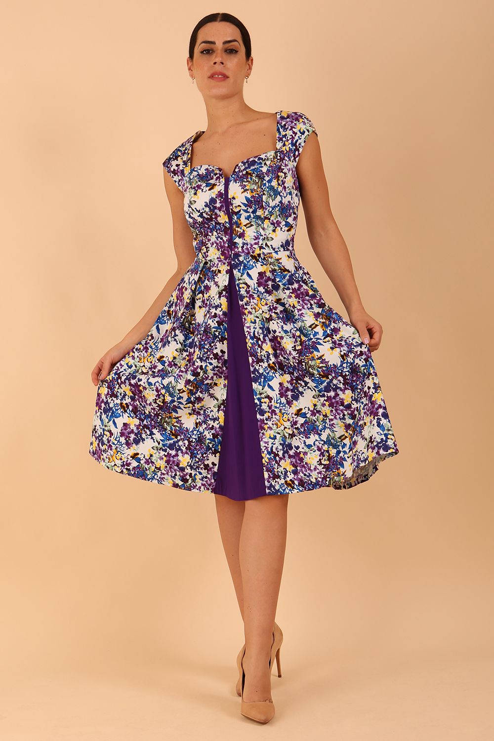 Shayla Swing Dress in Kew Print & Imperial Purple – Diva Catwalk, image 2