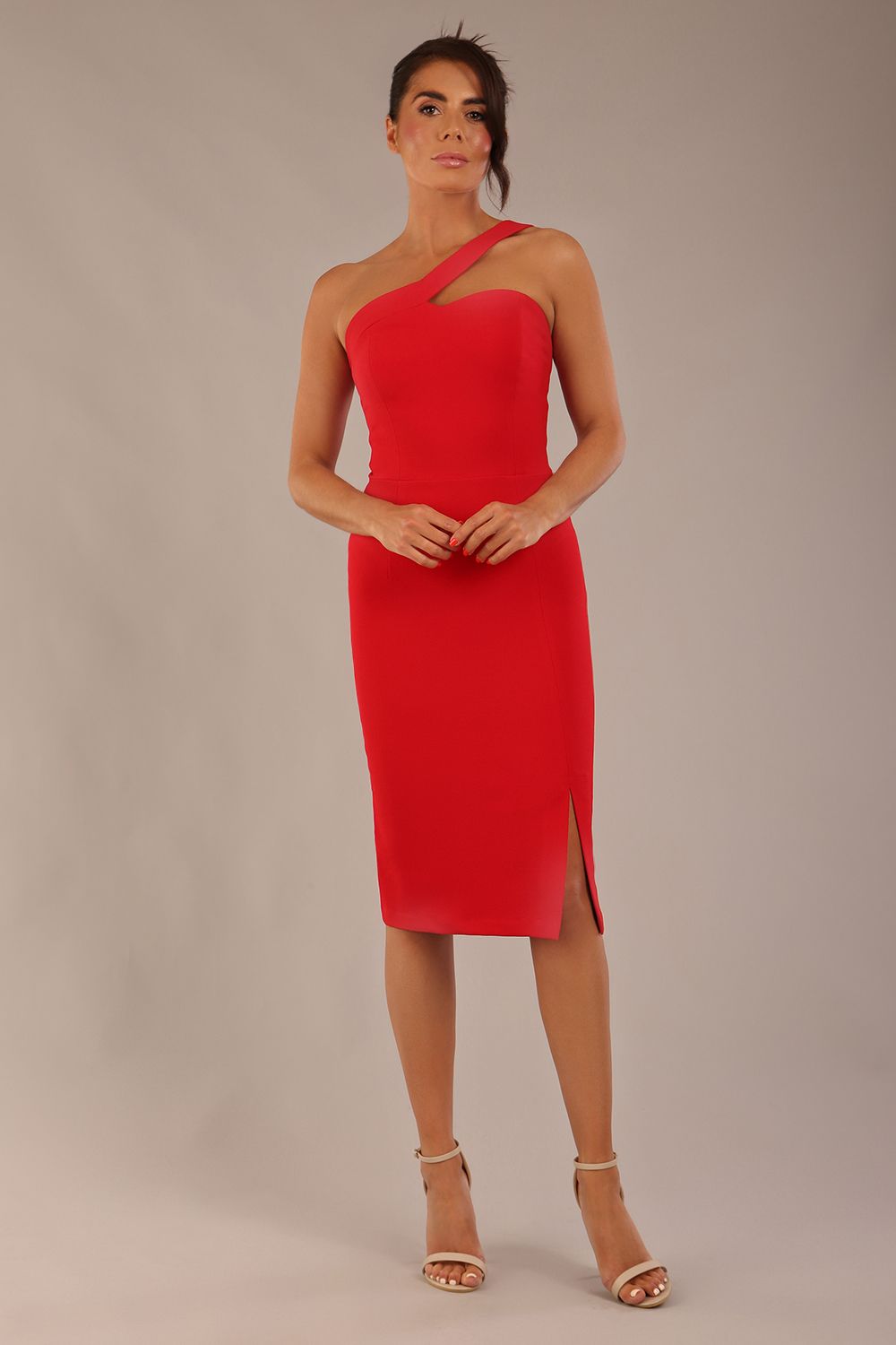 Sofia Diagonal Halter Neck Pencil Dress 