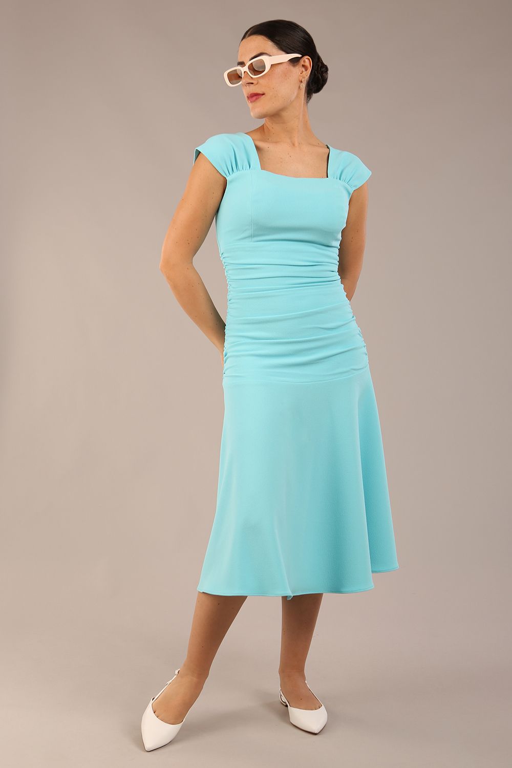 Sonning Cap Sleeve Square Neckline A-Line Dress – Diva Catwalk, image 9