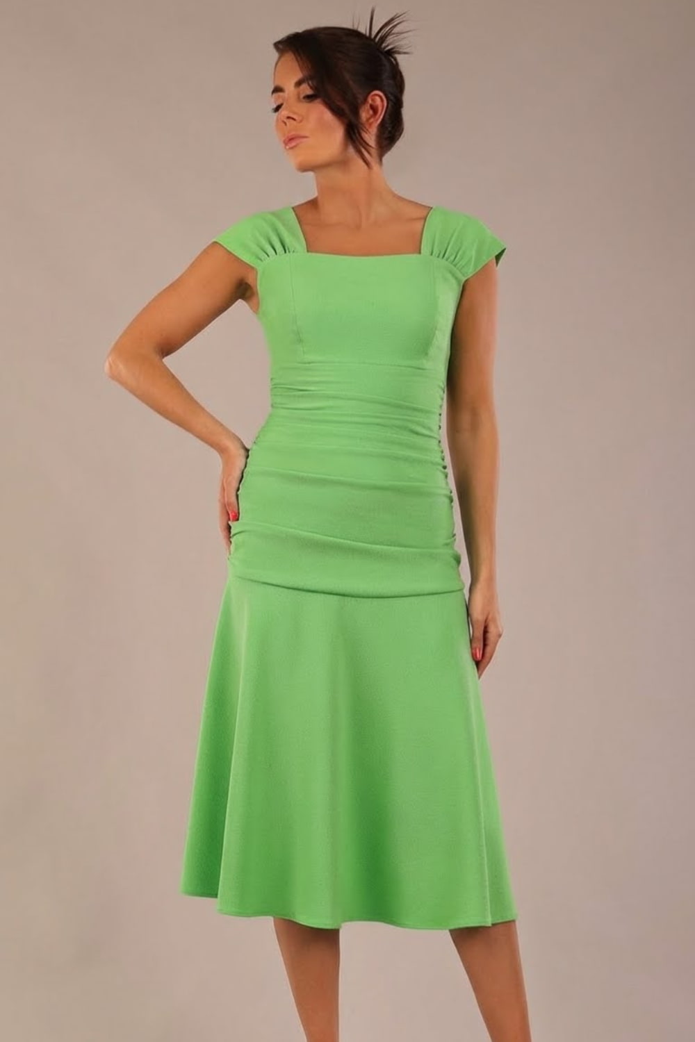 Sonning Cap Sleeve Square Neckline A-Line Dress 