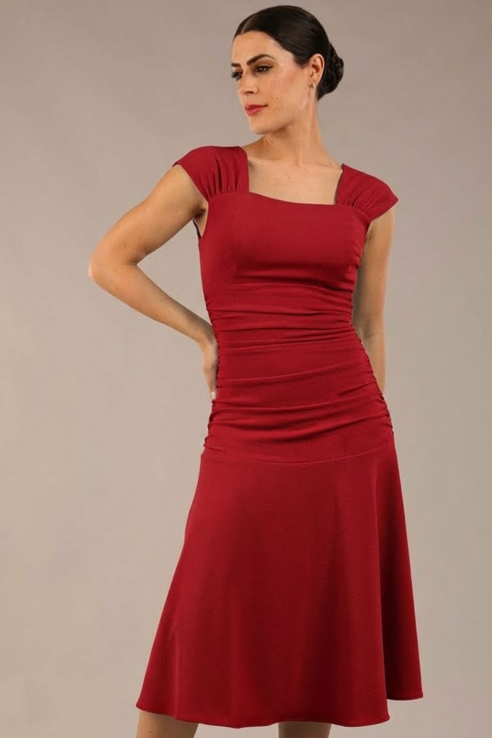 Sonning Cap Sleeve Square Neckline A-Line Dress 