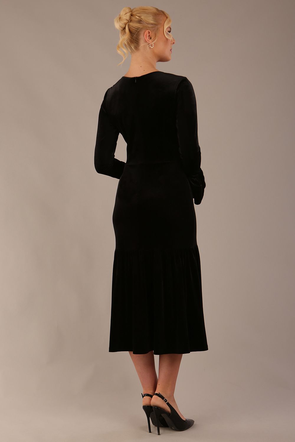 Sophisticat Fluted Sleeve Velvet Dress 