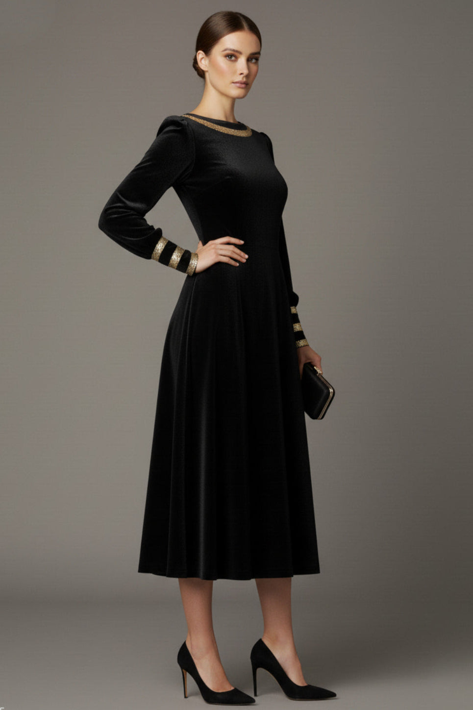 Spinetti Long-Sleeved Jewelled Velvet Midi Dress – Diva Catwalk, image 11