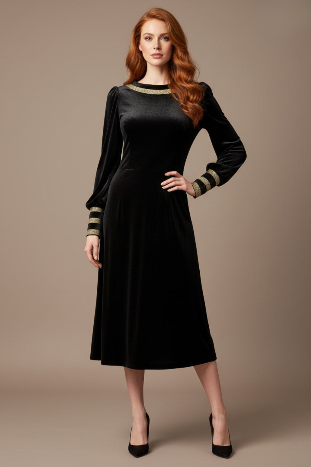 Spinetti Long-Sleeved Jewelled Velvet Midi Dress – Diva Catwalk, image 16