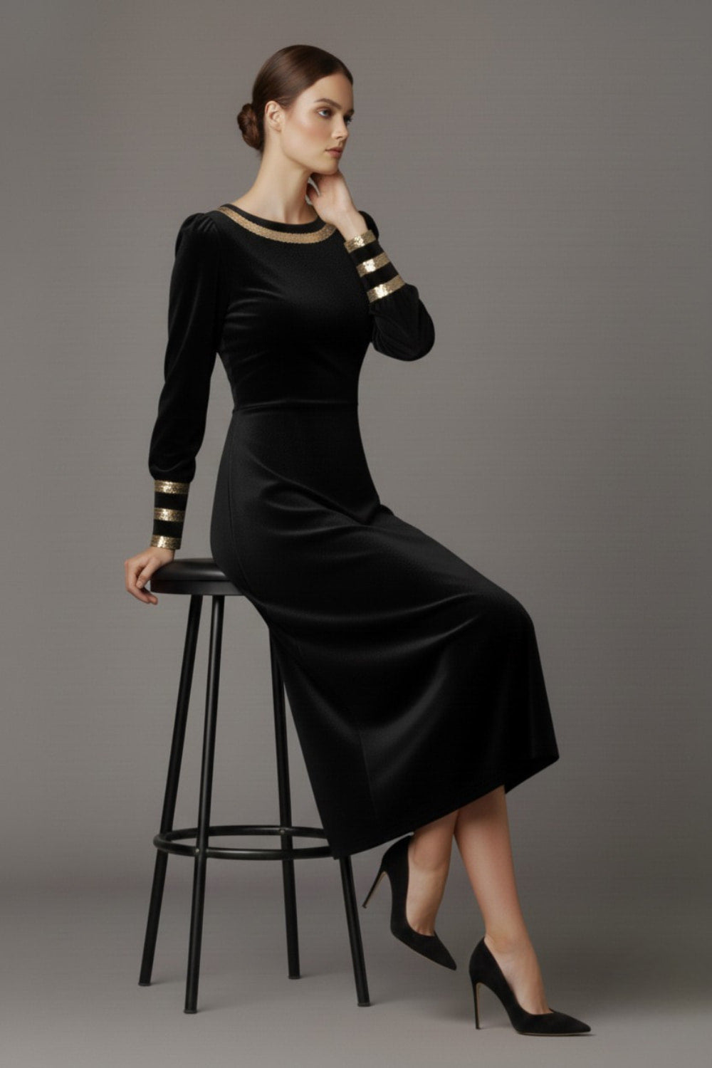 Spinetti Long-Sleeved Jewelled Velvet Midi Dress – Diva Catwalk, image 13