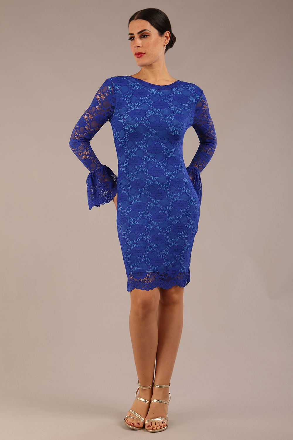 Tatiana fluted sleeved lace dress – Diva Catwalk, image 5