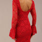 Tatiana fluted sleeved lace dress 