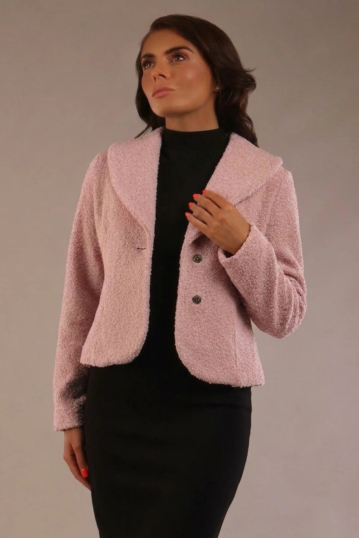 Teddy Luxe Boucle Winter Jacket in Pink Tint – Diva Catwalk, image 19