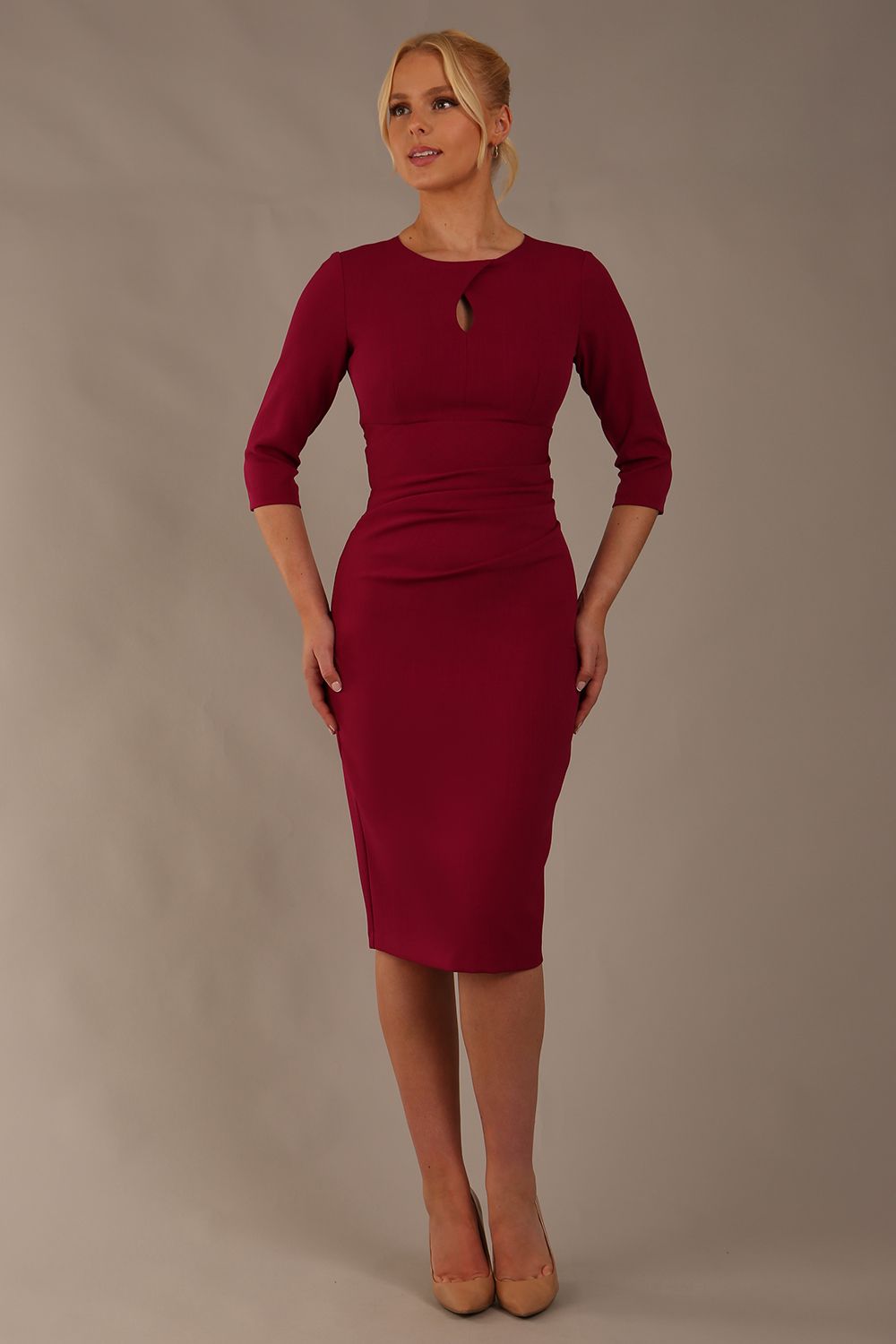 Ubrique Keyhole Pencil Dress in Berry Pink – Diva Catwalk, image 10