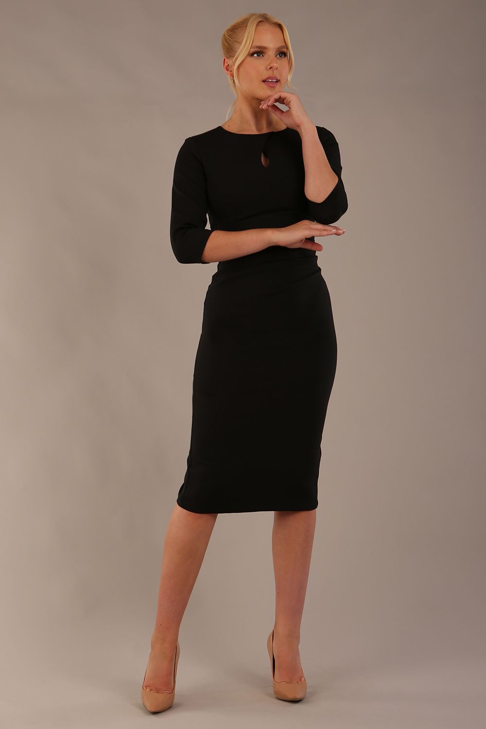 Ubrique Keyhole Pencil Dress in Black – Diva Catwalk, image 13