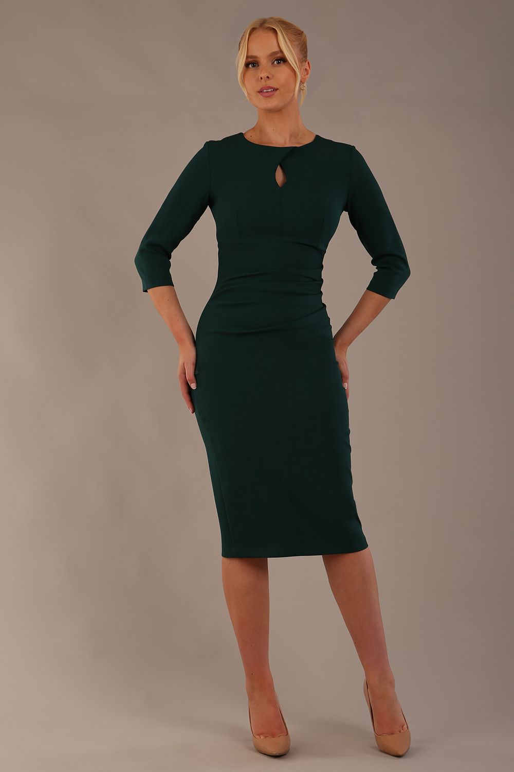Ubrique Keyhole Pencil Dress in Forest Green – Diva Catwalk, image 28