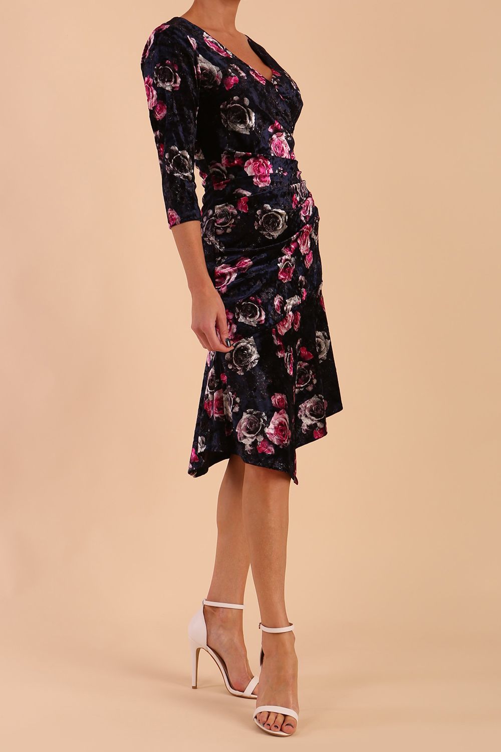 Vella Asymmetric Dress in Rose Blossom Print – Diva Catwalk, image 1