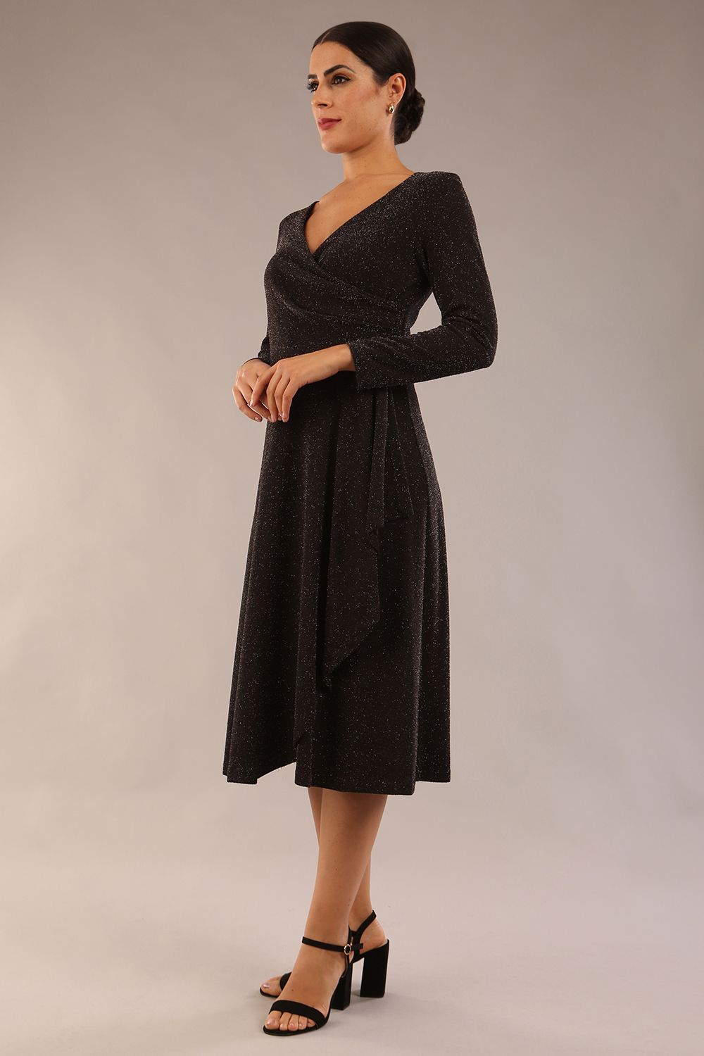 Westgate A-line Sparkle Dress in Black Sparkle – Diva Catwalk, image 3