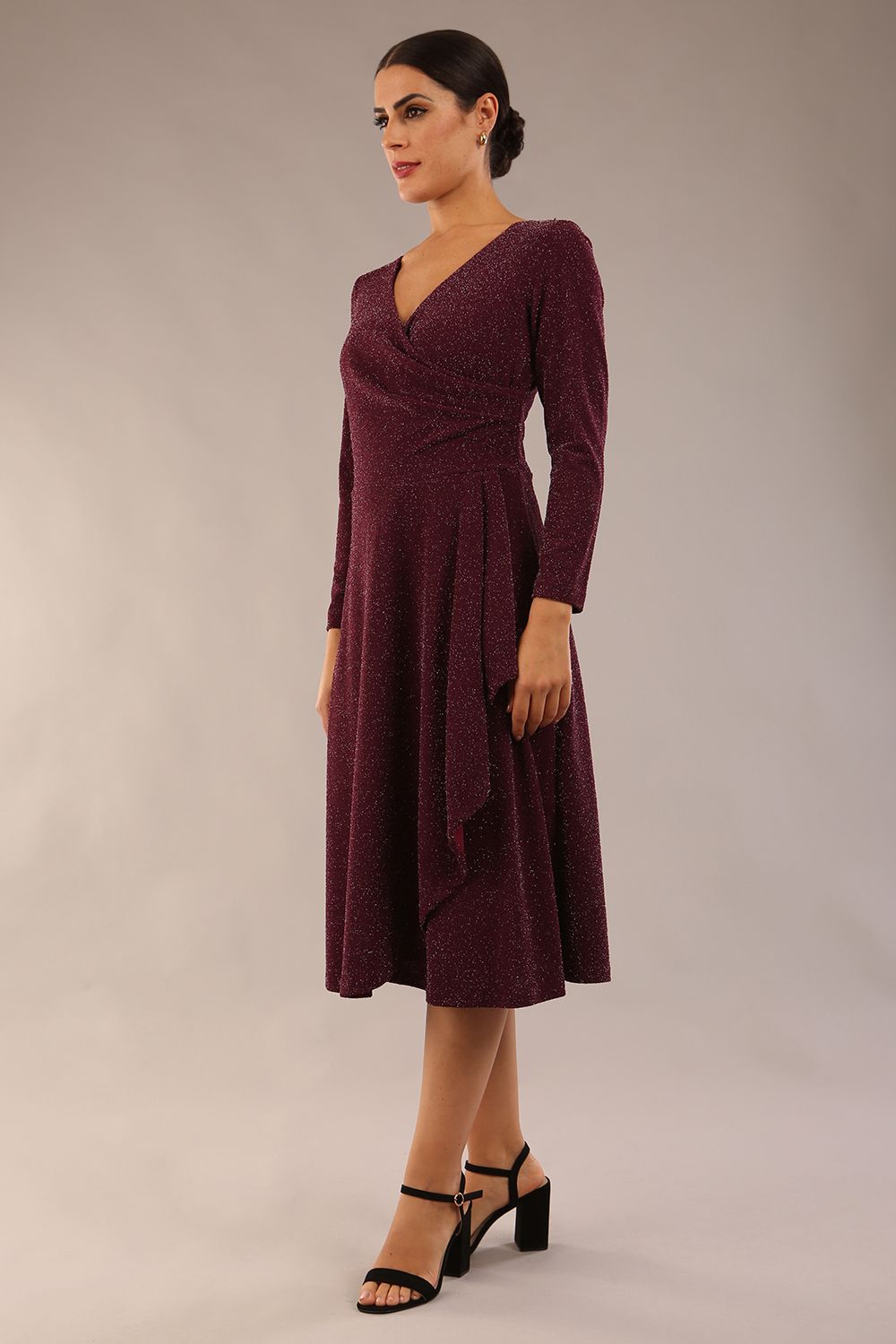 Westgate A-line Sparkle Dress in Burgundy Sparkle – Diva Catwalk, image 1