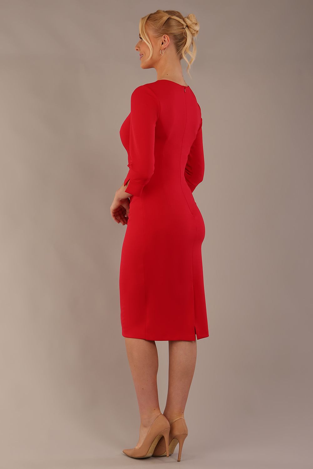 Yasmeen Keyhole Pleated Pencil Dress – Diva Catwalk, image 3