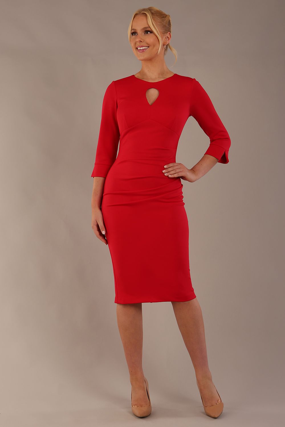 Yasmeen Keyhole Pleated Pencil Dress – Diva Catwalk, image 4