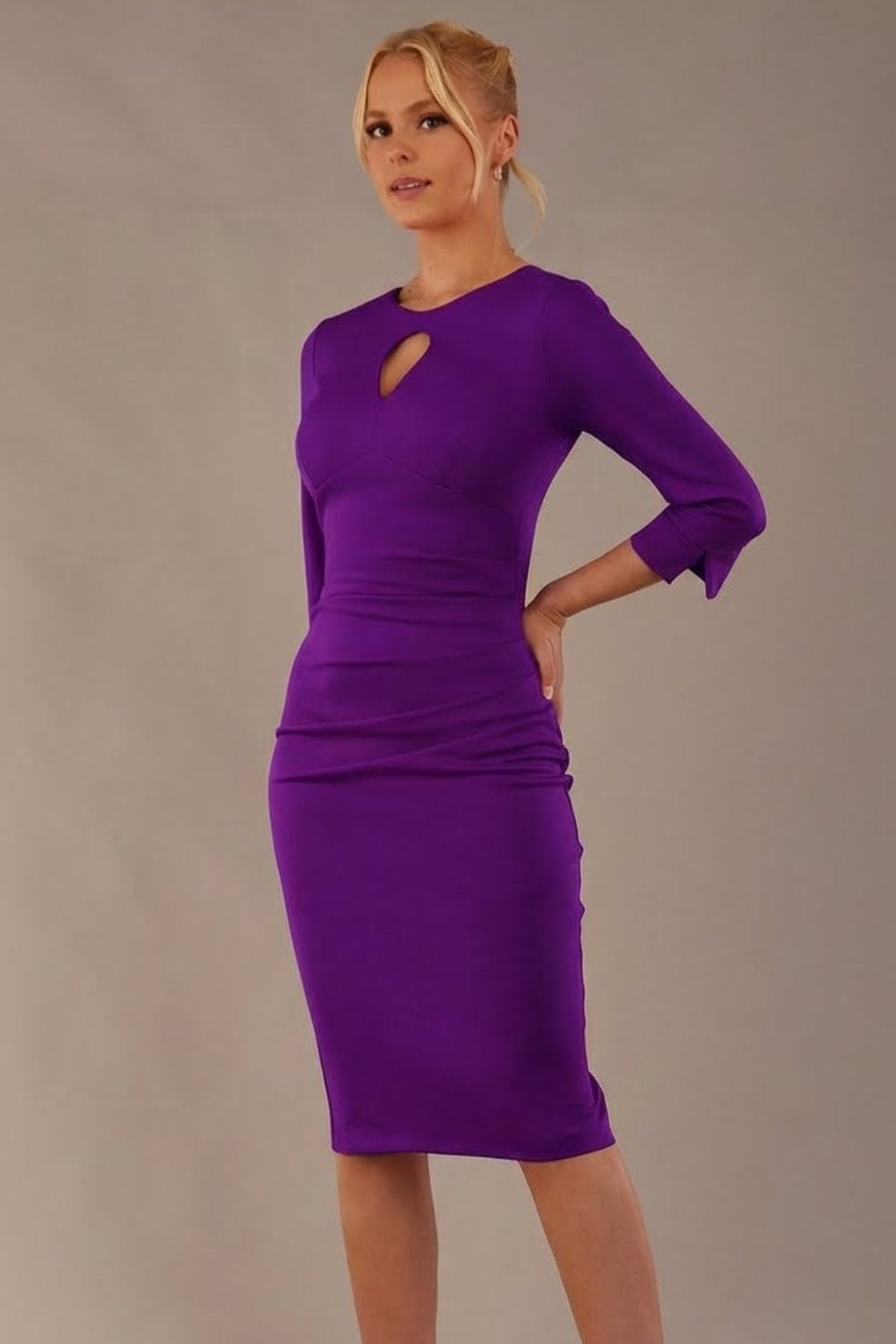 Yasmeen Keyhole Pleated Pencil Dress 