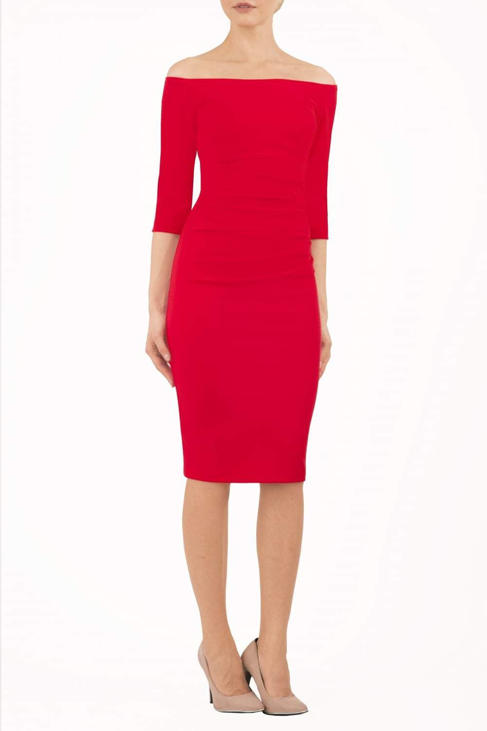 Astra Off Shoulder Sleeved Pencil Dress 