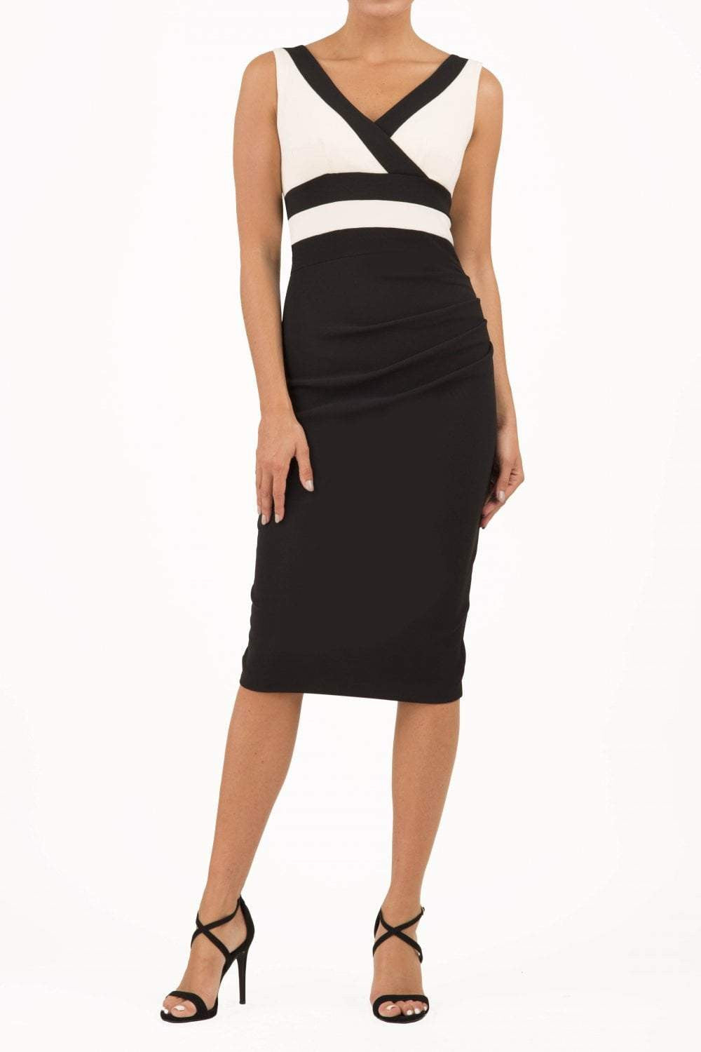 Banbury Colour Block Sleeveless Pencil Dress in Black & Vanilla Cream – Diva Catwalk, image 11