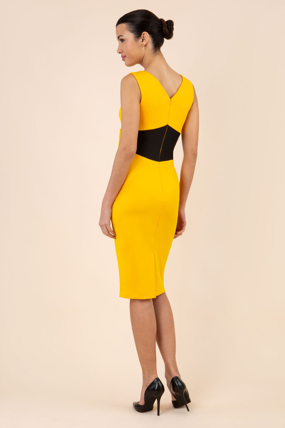 Barbican Pencil Dress in Sunshine Yellow+Black – Diva Catwalk, image 6