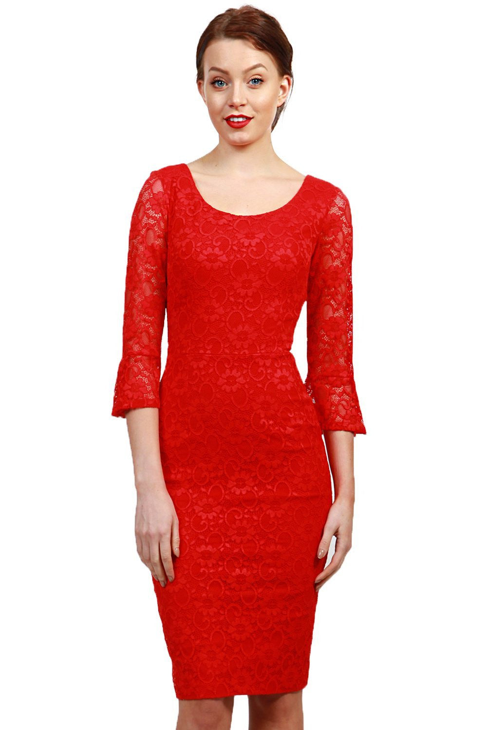 Beatrice Lace Dress in Red Lace – Diva Catwalk, image 10