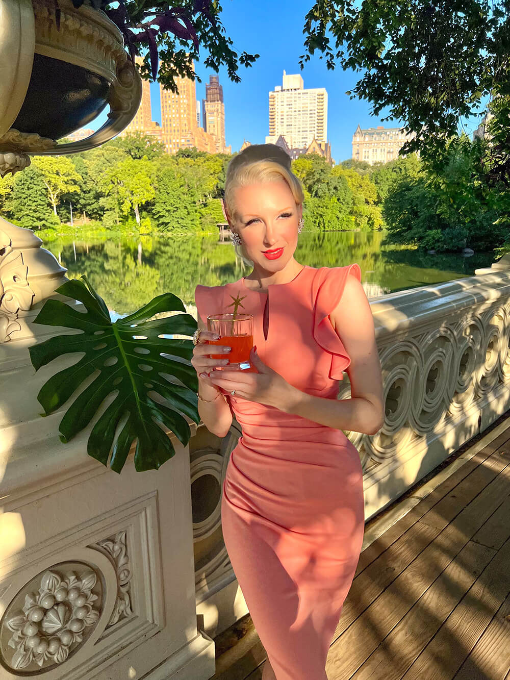 Bodiam Pencil Skirt Dress in Tropical Peach – Diva Catwalk, image 3