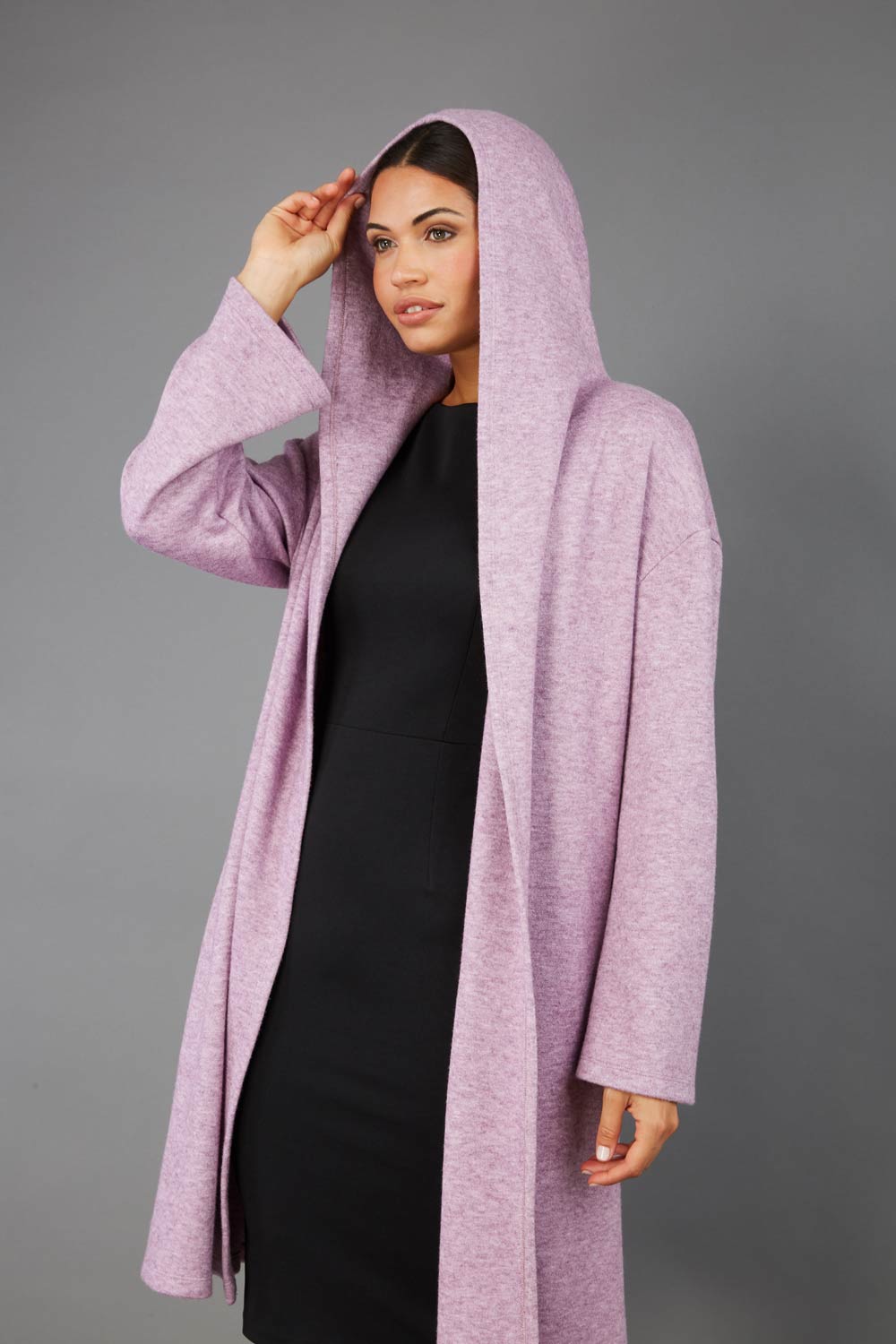 Borneo Hooded Tricot Coat in Lavender Mist – Diva Catwalk, image 5