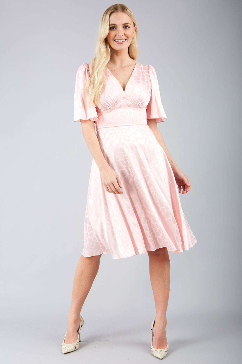 Cambrian Satin A-line Dress in Pink – Diva Catwalk, image 1