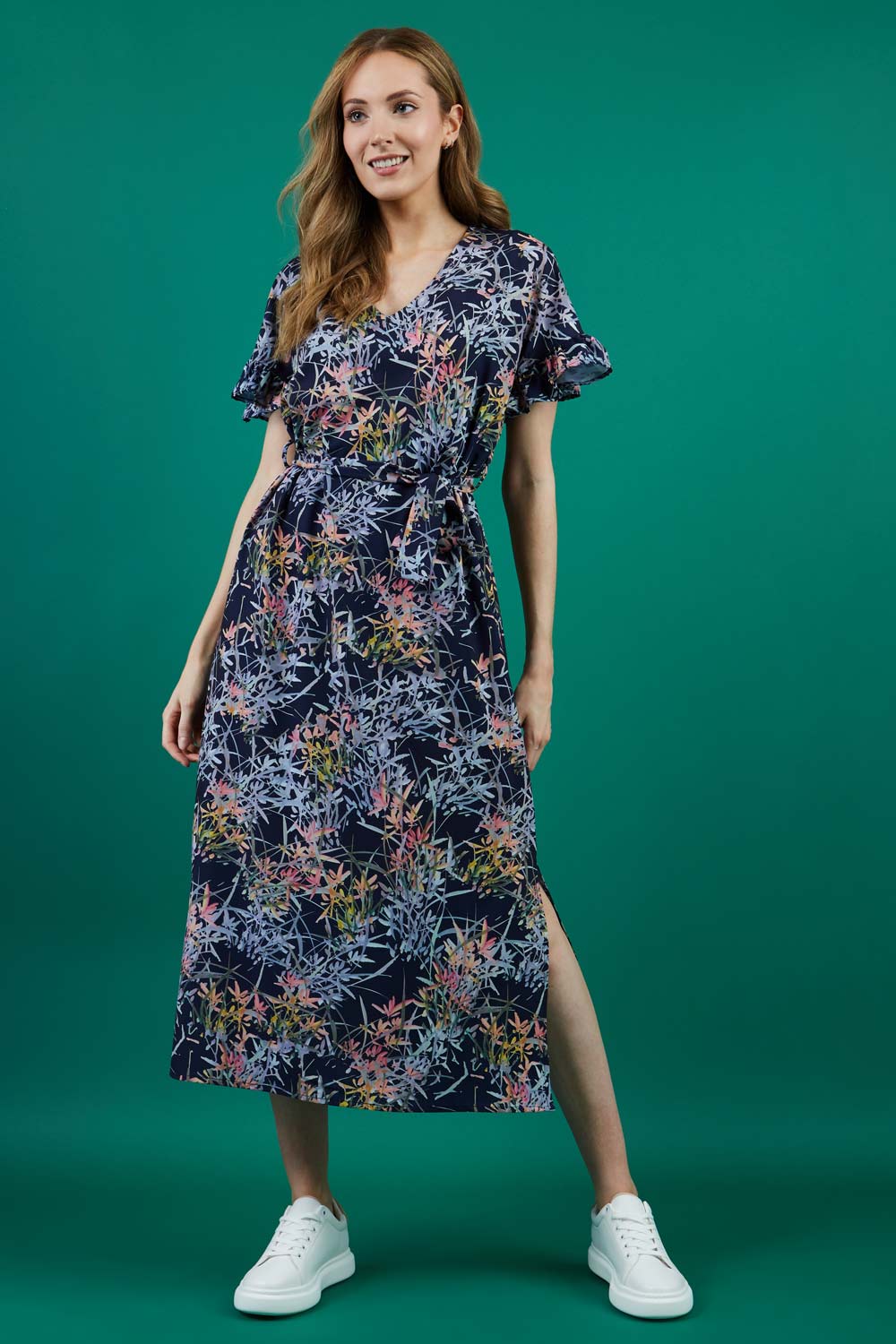 Carella Midi Navy Print Dress 