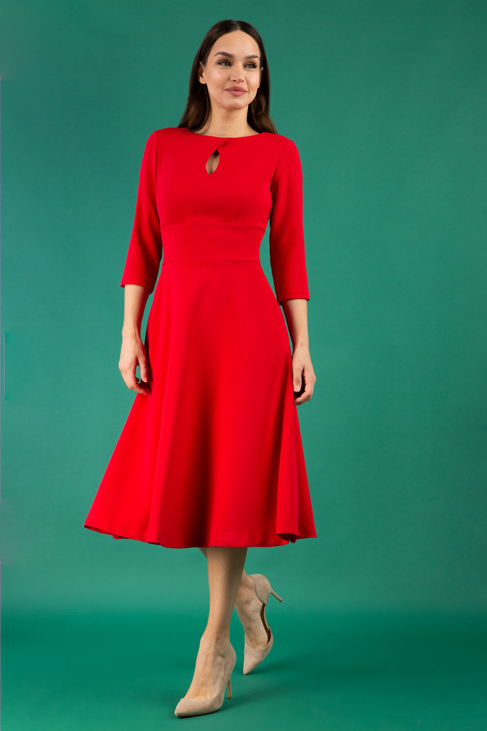 Casares Three Quarter Sleeve A-line Dress 