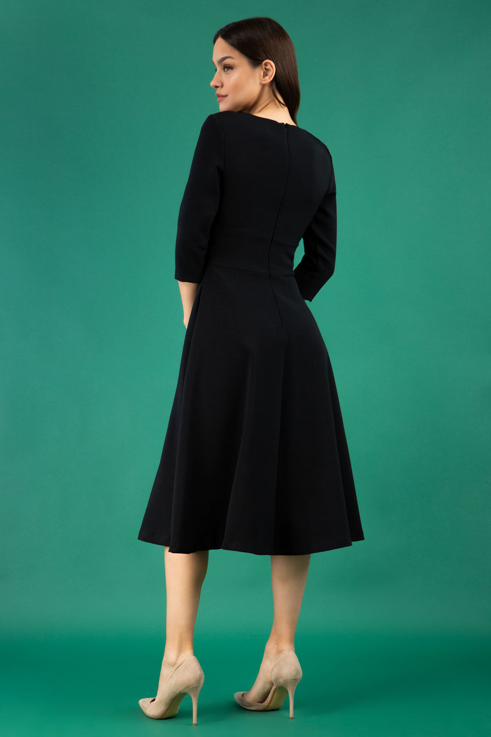 Casares Three Quarter Sleeve A-line Dress 